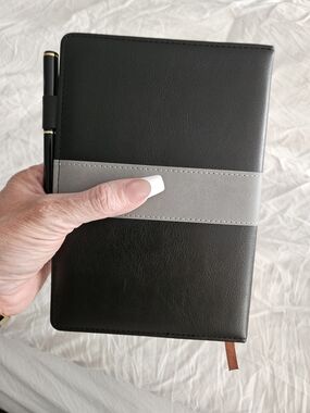 Source Unknown Black Journal with Gray Accent and Pen Holder